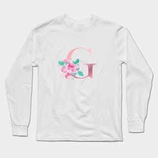 ALPHABET LETTER G IN FLORAL STYLE; PERSONALIZED GIFTS WITH FLOWERS LETTER Long Sleeve T-Shirt